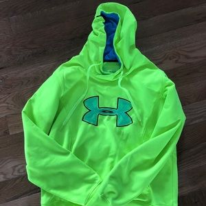 Fluorescent yellow and teal Under Armour hoodie